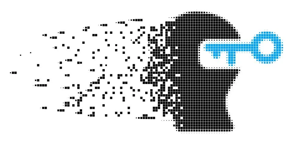 Intellect Key Dissolved Pixel Icon Stock Illustration