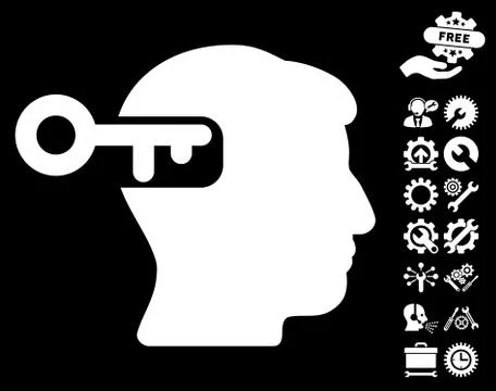 Intellect Key Vector Icon with Tools Bonus Illustration