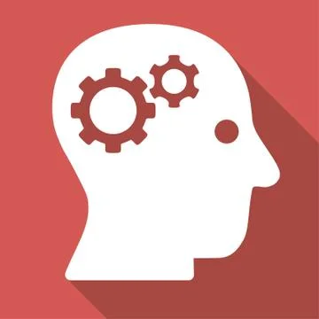 Intellect Long Shadow Square Icon Stock Illustration