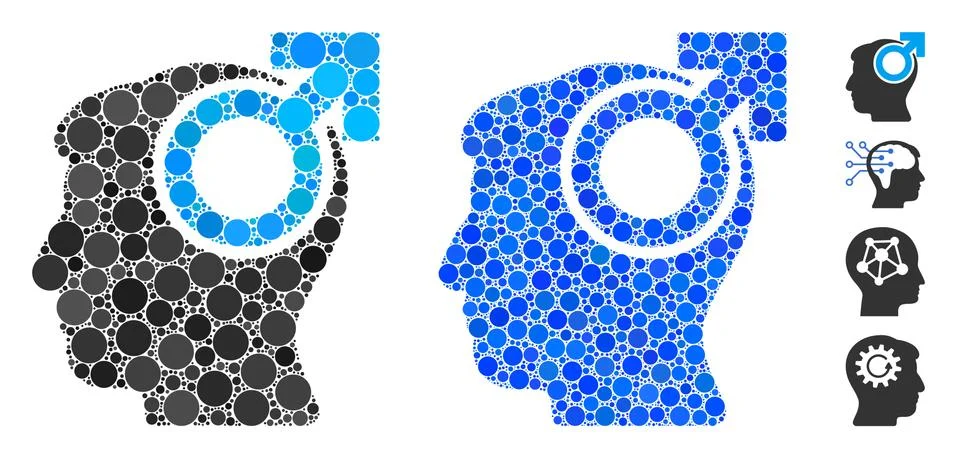 Intellect Potency Composition Icon of Spheric Items Illustrazione stock