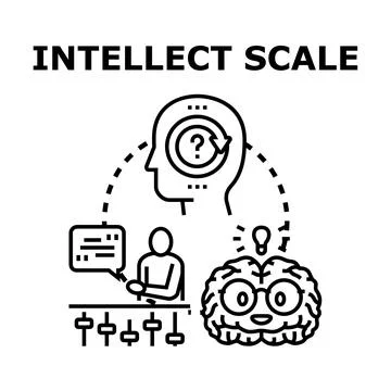 Intellect scale measuring brain power and mental abilities Stock Illustration