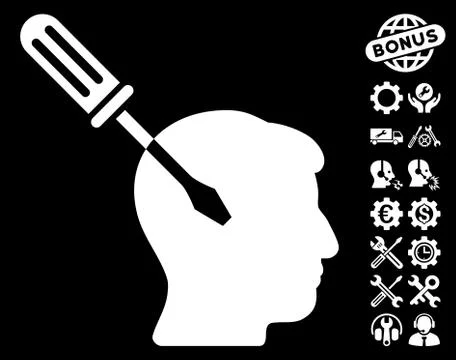 Intellect Screwdriver Tuning Vector Icon with Tools Bonus Stock Illustration