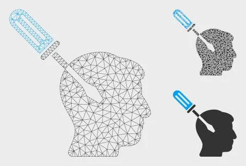 Intellect Screwdriver Tuning Vector Mesh Wire Frame Model and Triangle Mosaic Stock Illustration