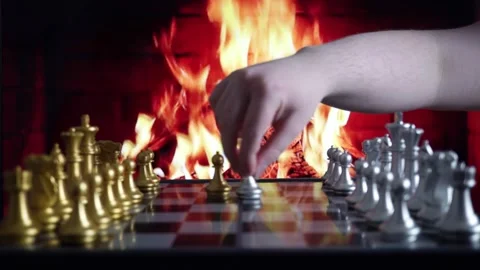 Intellectual Battle Against The Background Of Fire. Stock Footage 302549197