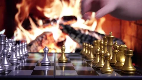 Intellectual Battles by Fireplace Light. Stock-Footage 302549297