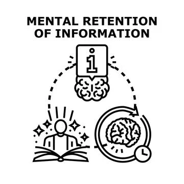Intellectual brain activity processing retention of information concept Stock Illustration