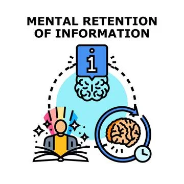 Intellectual brain activity processing retention of information concept Stock Illustration