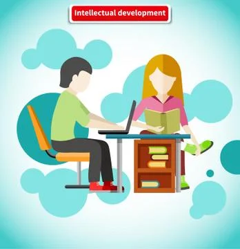 Intellectual Development Flat Design Concept Stock Illustration