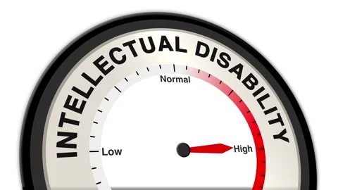 Intellectual Disability Text or Word Level Low Normal High - Barometer Video stock 308575530