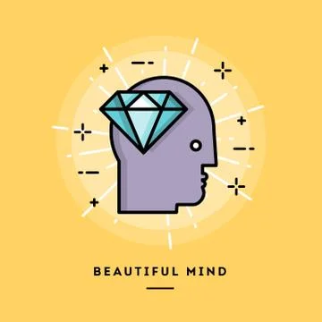 Intellectual excellence, flat design thin line banner Stock Illustration