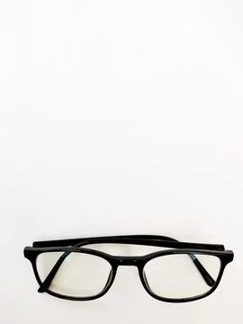 Intellectual Eyewear: Black Frames on White Stock Photos