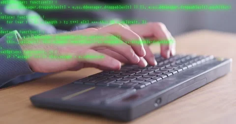 Intellectual, highly paid job as a programmer. Close-up, hands on a computer Stock Footage 265587950