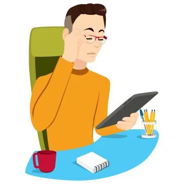 Intellectual Man Using Tablet Stock Illustration