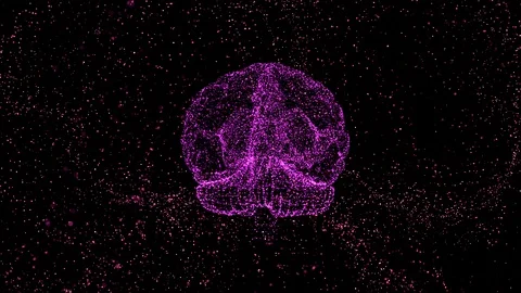 Intellectual property concept. Abstract brain mock-up of small shining violet Stock Footage 121807560