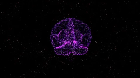 Intellectual property concept. Abstract brain mock-up of small shining blue Stock Footage 121807895
