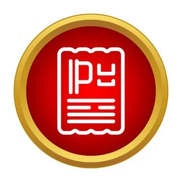 Intellectual property document line icon on red background Illustrazione stock
