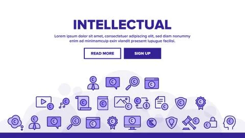 Intellectual Property Landing Header Vector Stock Illustration