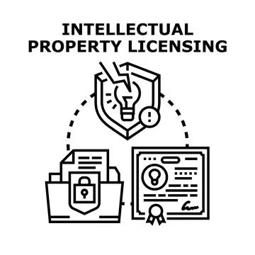 Intellectual property licensing concept protecting creative ideas Stock Illustration