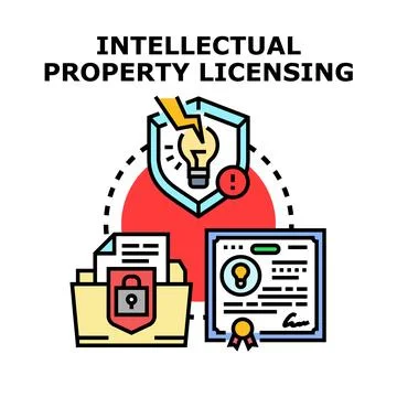 Intellectual property licensing concept protecting creative ideas Stock Illustration