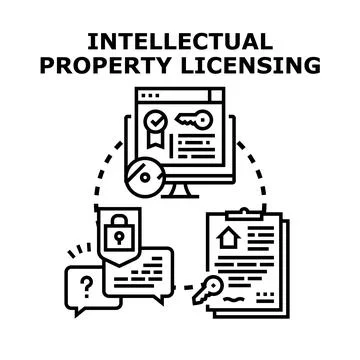 Intellectual property licensing right protection agreement Stock Illustration