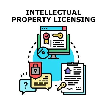 Intellectual property licensing right protection agreement Stock Illustration