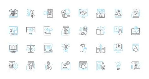 Intellectual property linear icons set. Copyright, Patent, Trademark Stock Illustration