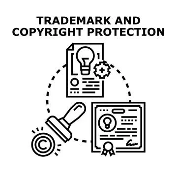 Intellectual property protection concept for creative ideas process Stock Illustration