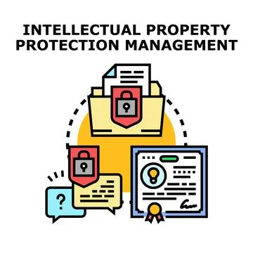 Intellectual property protection managing document patent ideas Stock Illustration