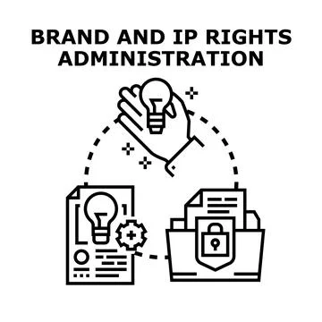 Intellectual property rights administration managing brand protection Stock Illustration