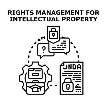 Intellectual property rights management process enforcing data security Illustrazione stock