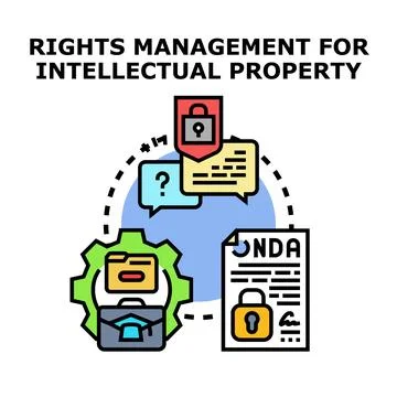 Intellectual property rights management process enforcing data security Stock Illustration