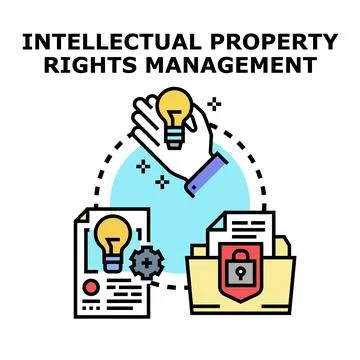 Intellectual property rights managing creative ideas protection Stock Illustration
