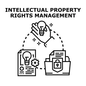 Intellectual property rights managing creative ideas protection Stock Illustration