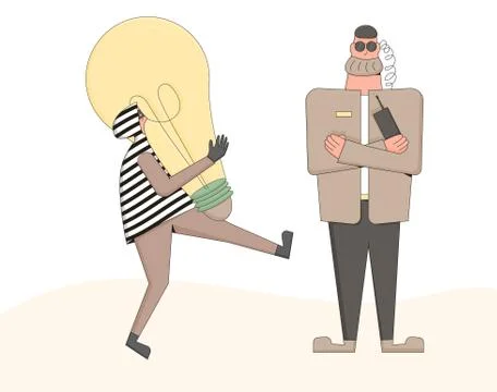 Intellectual property rights protect. Security guard caught a thief of conten Stock Illustration