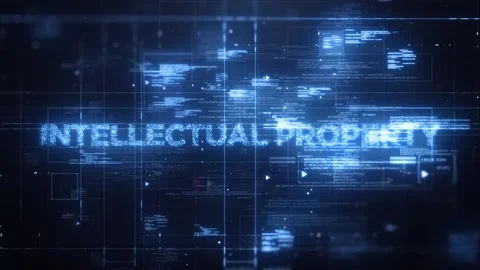 Intellectual Property Word on Dynamic Technology Background Stock Footage 317056833