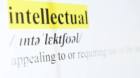 Intellectual Text Macro Shot Highlighted in Yellow Color On Computer Screen Stock Footage 123224323