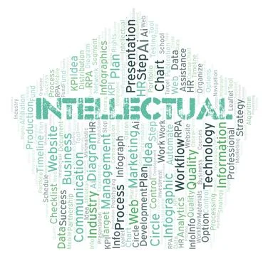 Intellectual typography word cloud create with the text only. Illustrazione stock