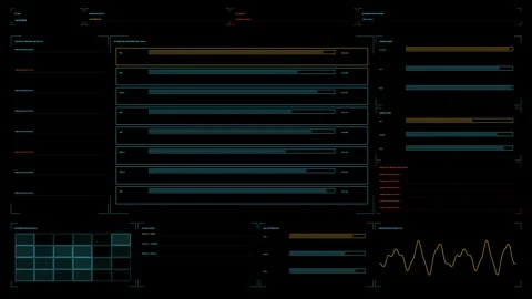 Intelligence Analysis HUD Status Dashboard Seamless Loop Stock Footage 341862445