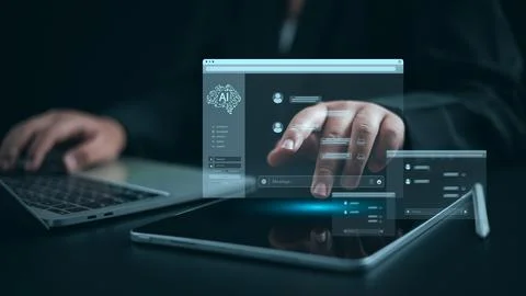 Intelligence artificial futuristic and technology development, Businessman .. 스톡 사진
