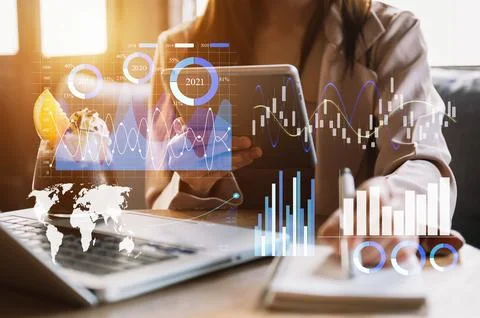 Intelligence (BI) and business analytics (BA) with (KPI) dashboard concept... Stock Photos