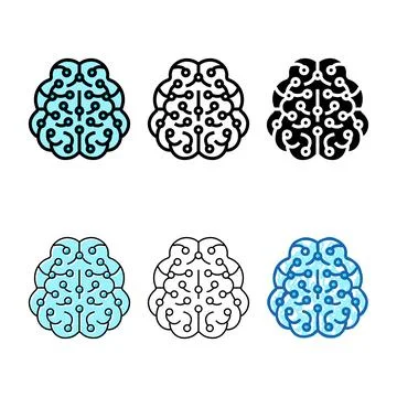 Intelligence brain color simplified icon vector Stock Illustration