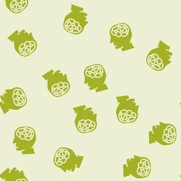 Intelligence brain glyph vector seamless pattern Stock Illustration