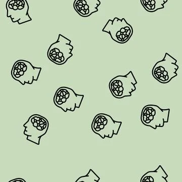 Intelligence brain line vector seamless pattern Stock Illustration