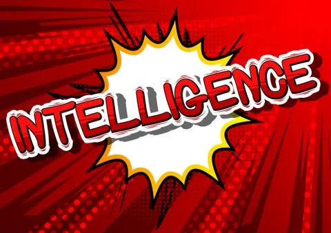 Intelligence - Comic book style word on abstract background. Illustrazione stock