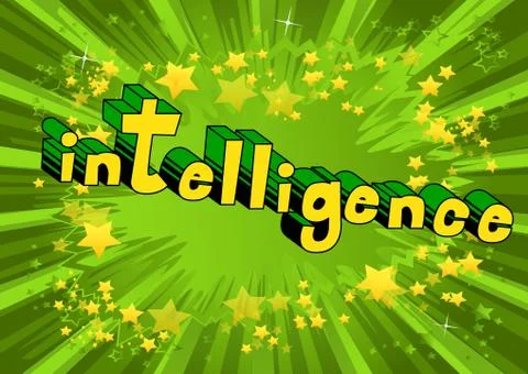 Intelligence - Comic book style word on abstract background. Stock Illustration