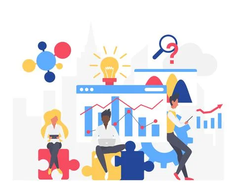 Intelligence creative business solutions service research Stock Illustration