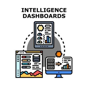 Intelligence dashboards displaying business data analysis 库存插图