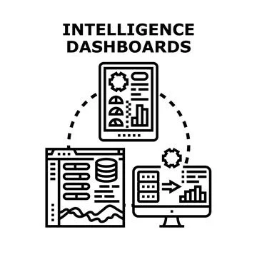 Intelligence dashboards displaying business data analysis Stock Illustration