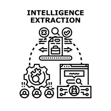 Intelligence extraction and data mining concept vector Stock Illustration