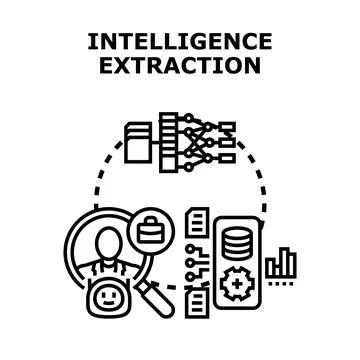 Intelligence extraction concept for data analysis and research イラスト素材